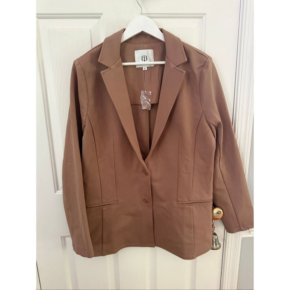 Banana Republic Light Brown Heavy Weight Ponte Knit Blazer Jacket sz XL NWT